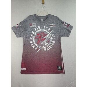 American Fighter T-Shirt 2 Side Graphics Burnout Grey Red Men's Large Affliction